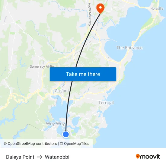 Daleys Point to Watanobbi map