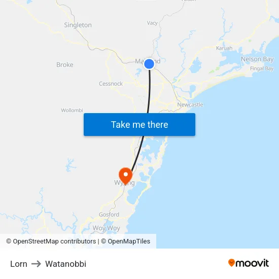 Lorn to Watanobbi map