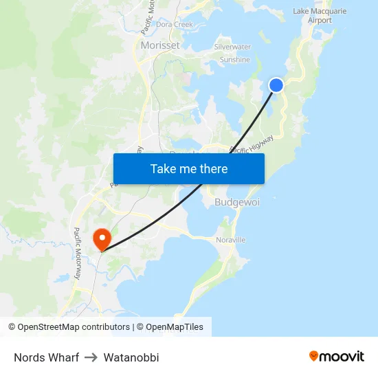 Nords Wharf to Watanobbi map