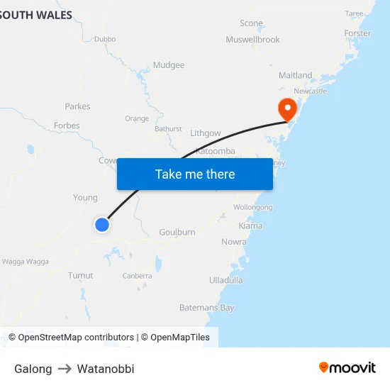 Galong to Watanobbi map