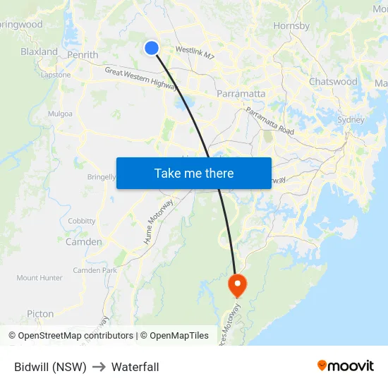 Bidwill (NSW) to Waterfall map