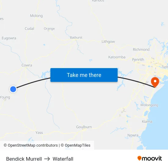 Bendick Murrell to Waterfall map