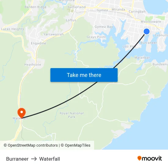 Burraneer to Waterfall map