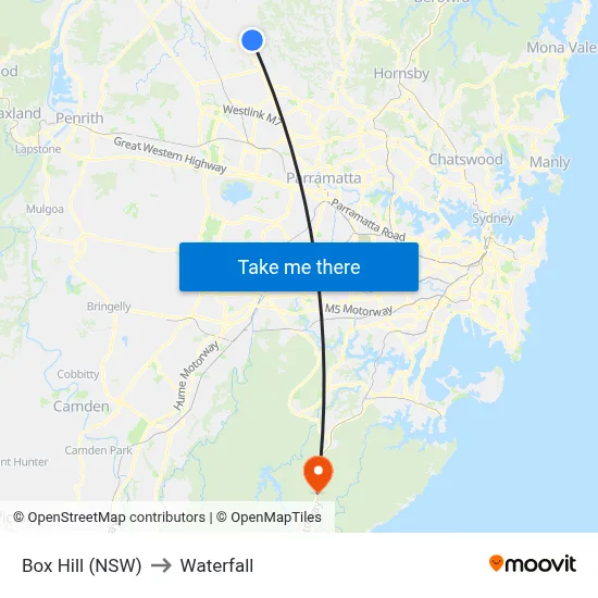 Box Hill (NSW) to Waterfall map