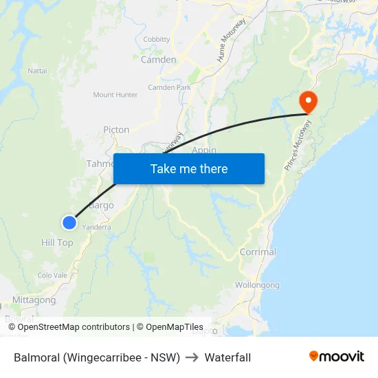 Balmoral (Wingecarribee - NSW) to Waterfall map
