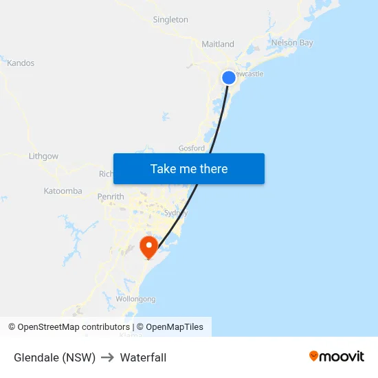 Glendale (NSW) to Waterfall map