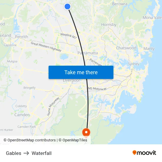 Gables to Waterfall map