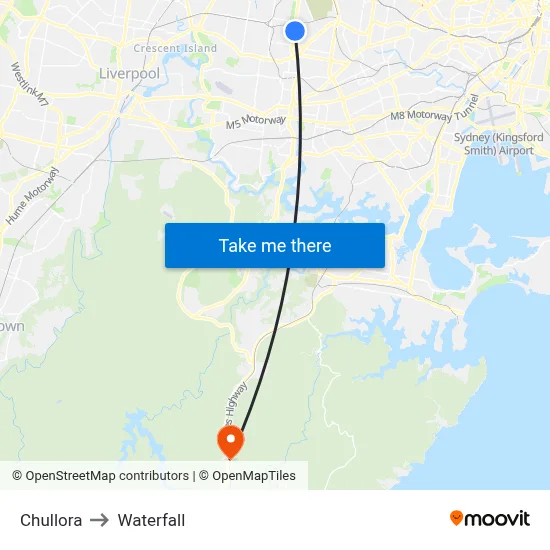 Chullora to Waterfall map