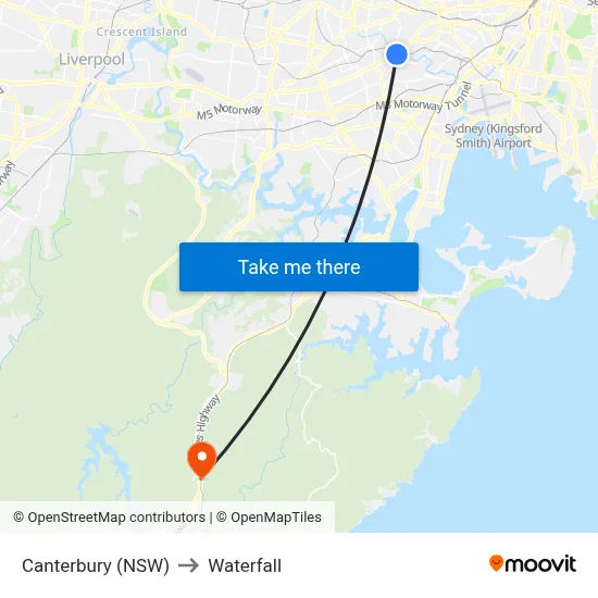 Canterbury (NSW) to Waterfall map