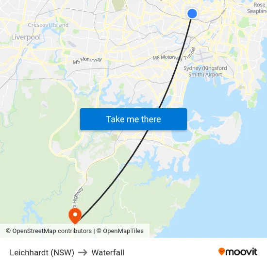 Leichhardt (NSW) to Waterfall map