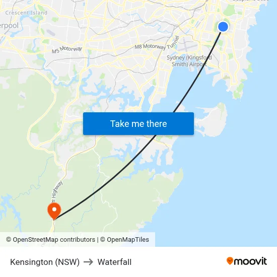 Kensington (NSW) to Waterfall map