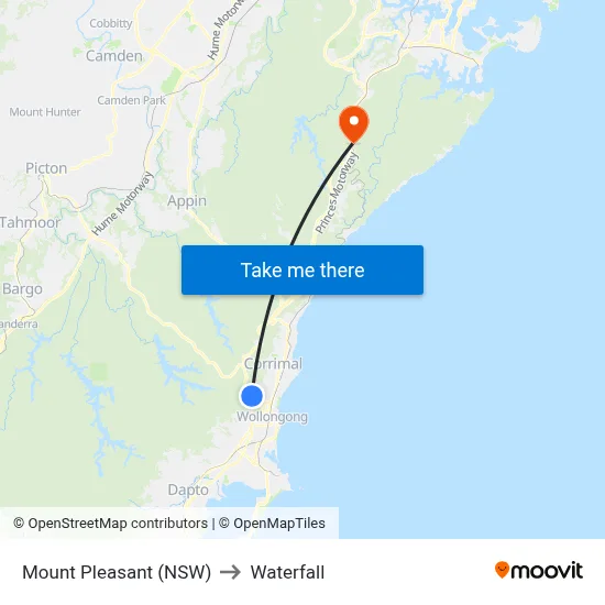 Mount Pleasant (NSW) to Waterfall map