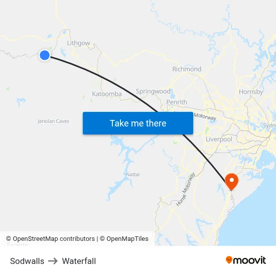 Sodwalls to Waterfall map