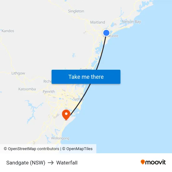 Sandgate (NSW) to Waterfall map