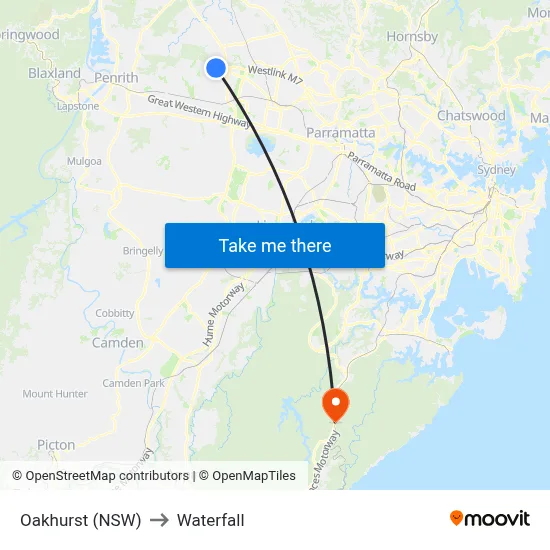 Oakhurst (NSW) to Waterfall map