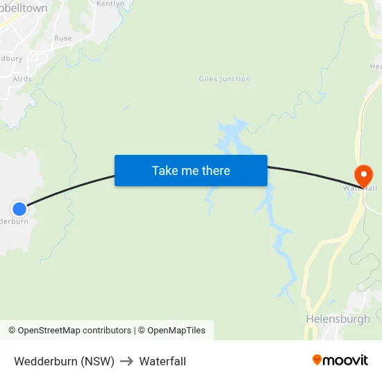 Wedderburn (NSW) to Waterfall map