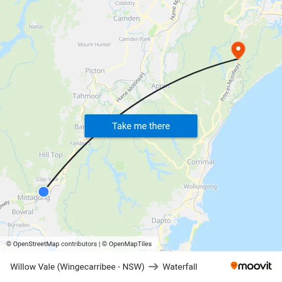 Willow Vale (Wingecarribee - NSW) to Waterfall map