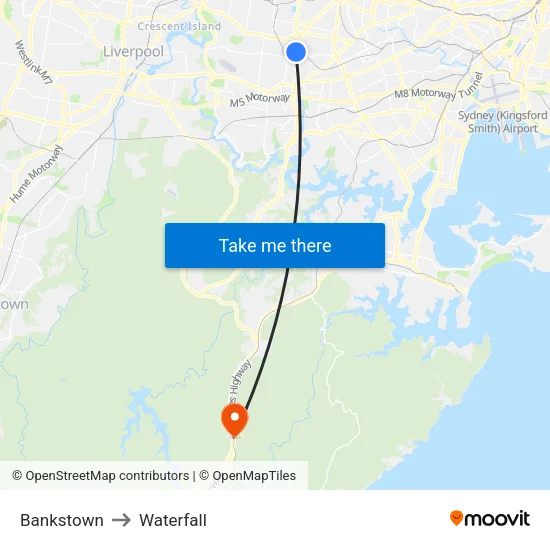 Bankstown to Waterfall map