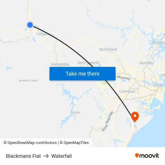 Blackmans Flat to Waterfall map