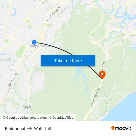 Blairmount to Waterfall map