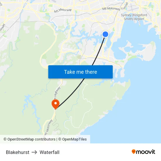 Blakehurst to Waterfall map