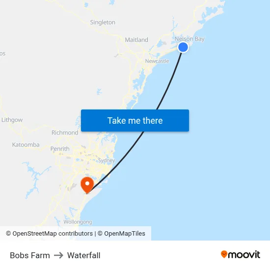 Bobs Farm to Waterfall map