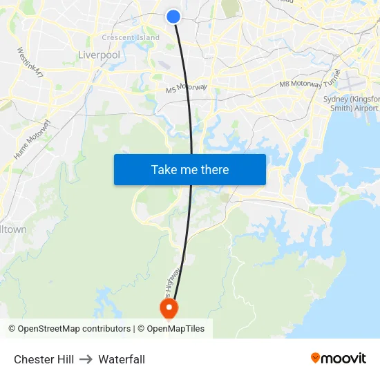 Chester Hill to Waterfall map