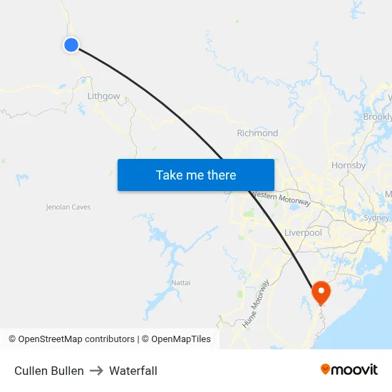 Cullen Bullen to Waterfall map