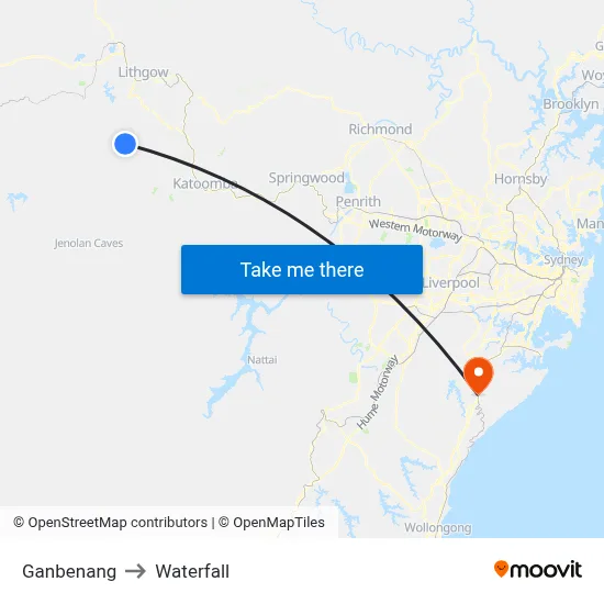 Ganbenang to Waterfall map
