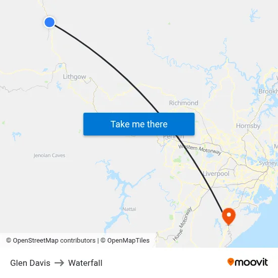 Glen Davis to Waterfall map