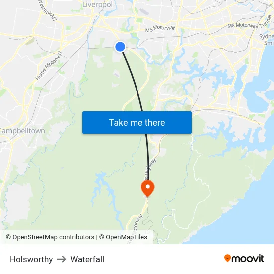 Holsworthy to Waterfall map