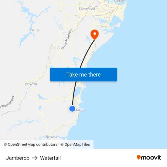 Jamberoo to Waterfall map