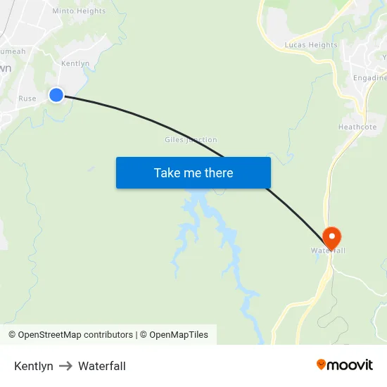 Kentlyn to Waterfall map