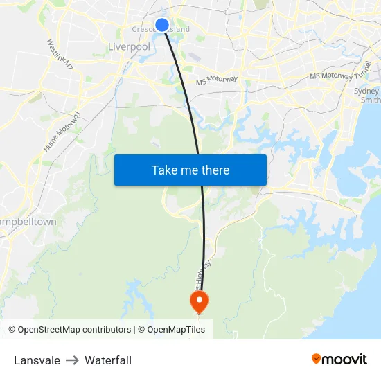 Lansvale to Waterfall map