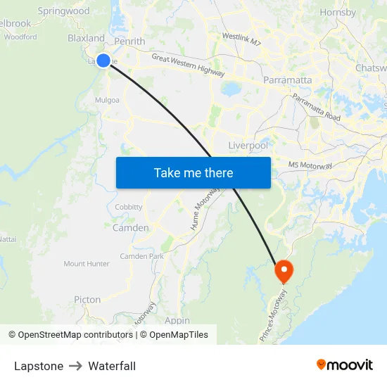 Lapstone to Waterfall map