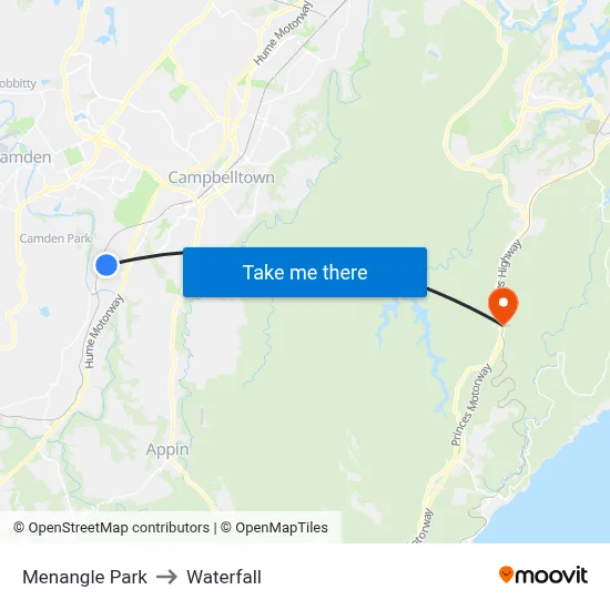 Menangle Park to Waterfall map
