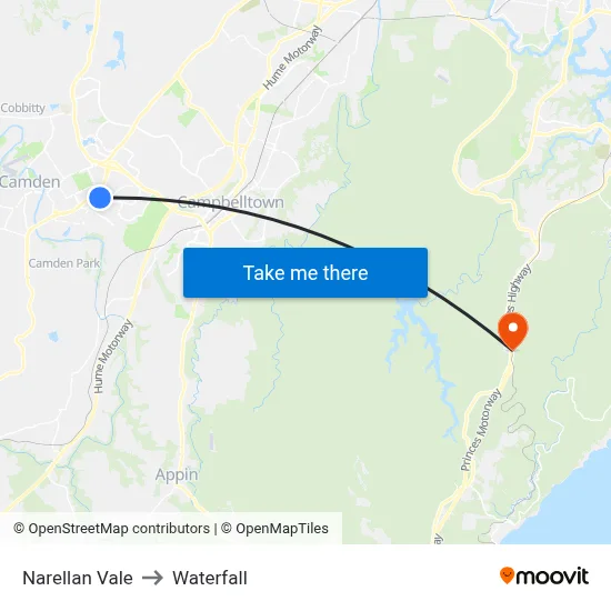 Narellan Vale to Waterfall map