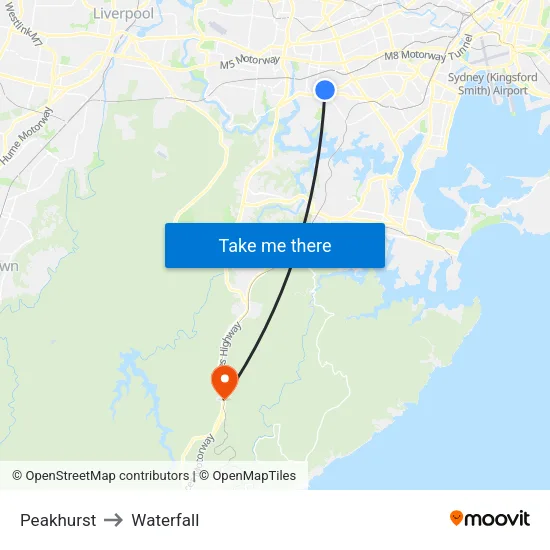 Peakhurst to Waterfall map