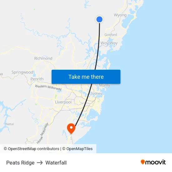 Peats Ridge to Waterfall map