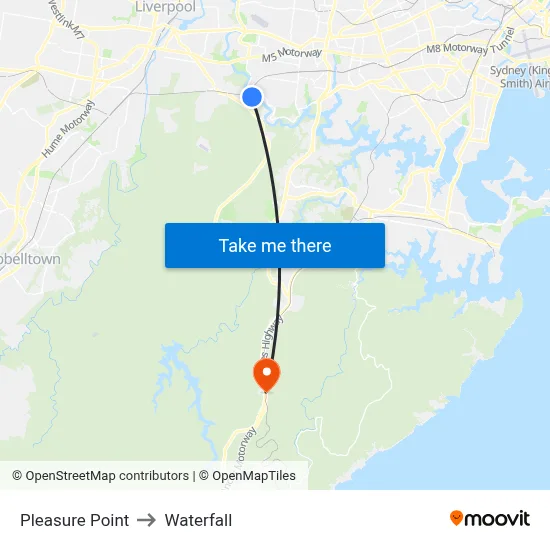 Pleasure Point to Waterfall map