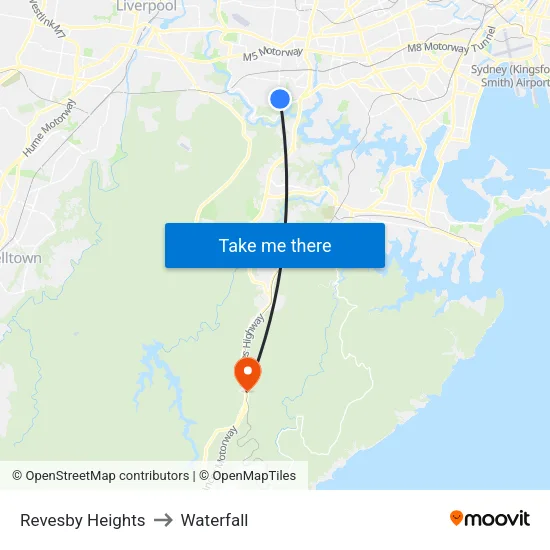 Revesby Heights to Waterfall map
