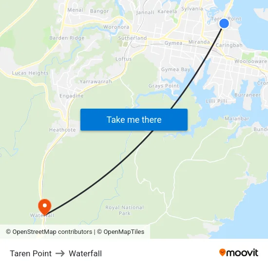 Taren Point to Waterfall map