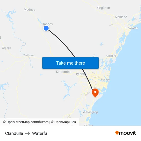 Clandulla to Waterfall map