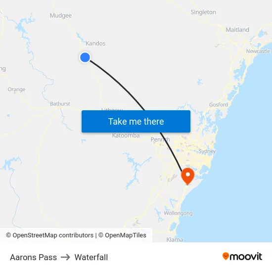 Aarons Pass to Waterfall map