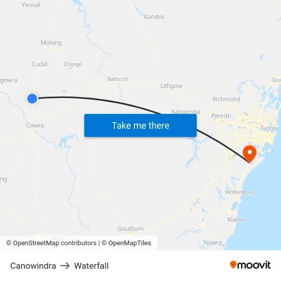 Canowindra to Waterfall map
