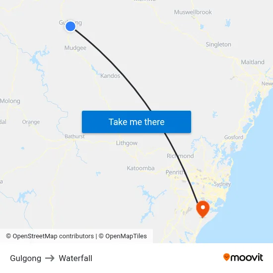 Gulgong to Waterfall map