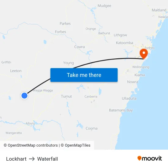 Lockhart to Waterfall map