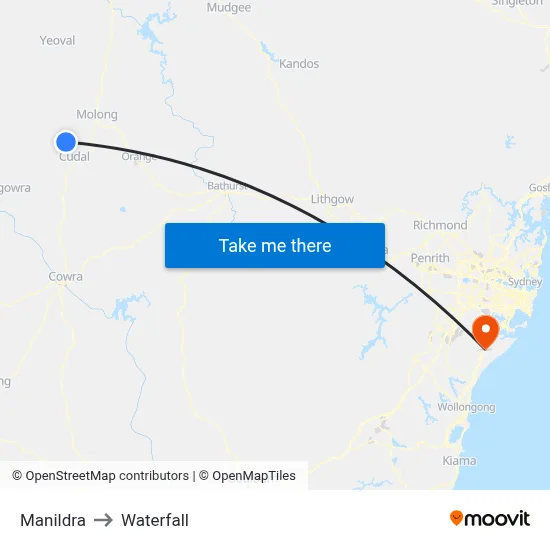Manildra to Waterfall map