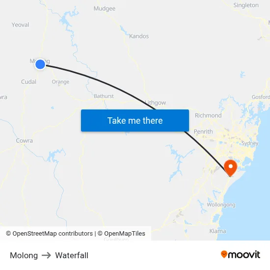 Molong to Waterfall map