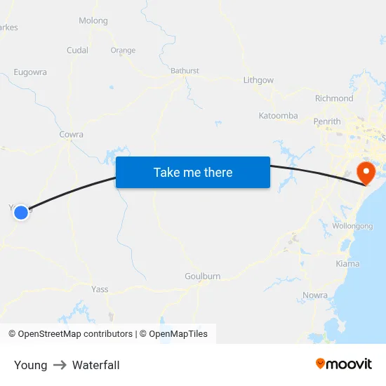 Young to Waterfall map